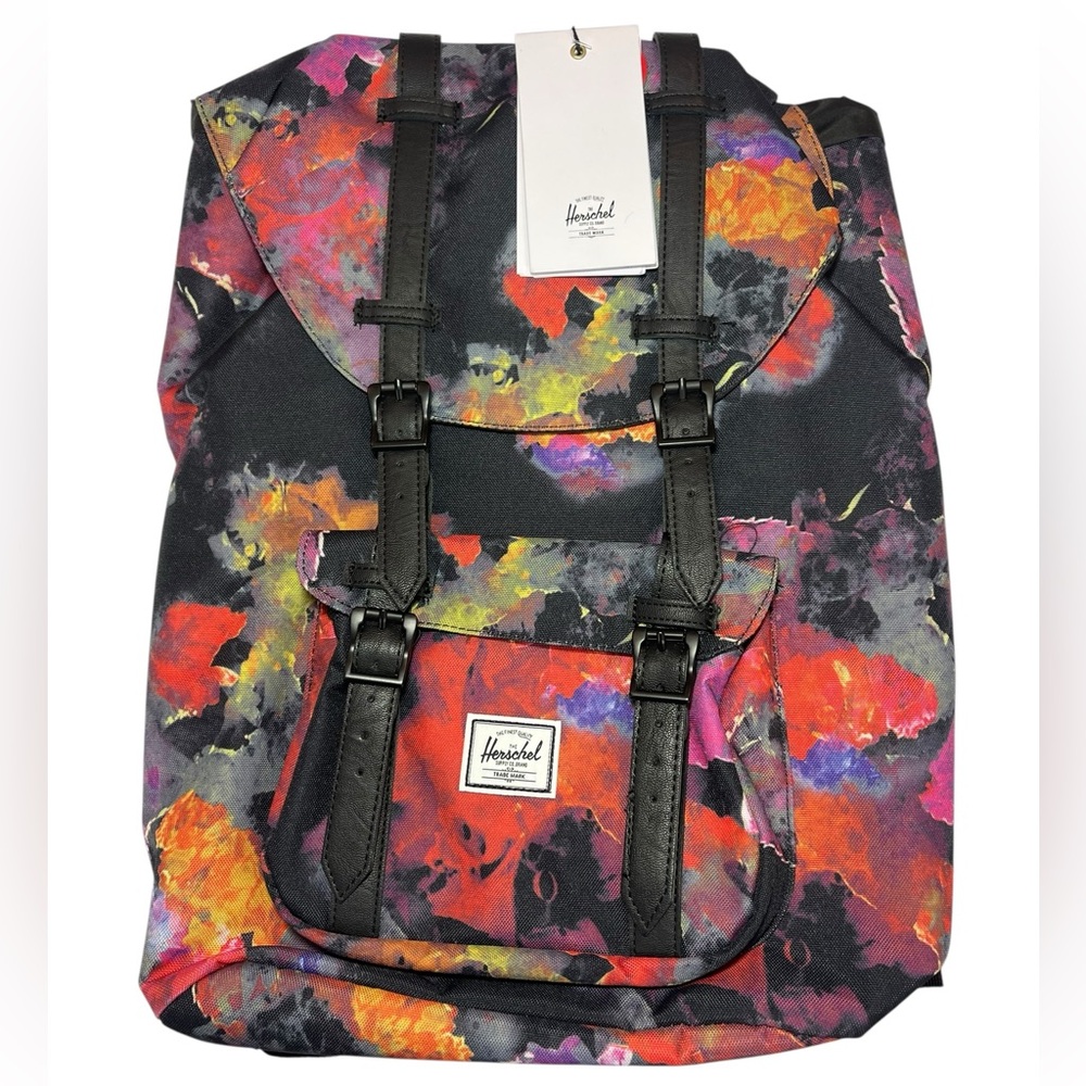 Herschel Supply Co Little America Backpack Mid Volume 17L Black Floral Bookbag